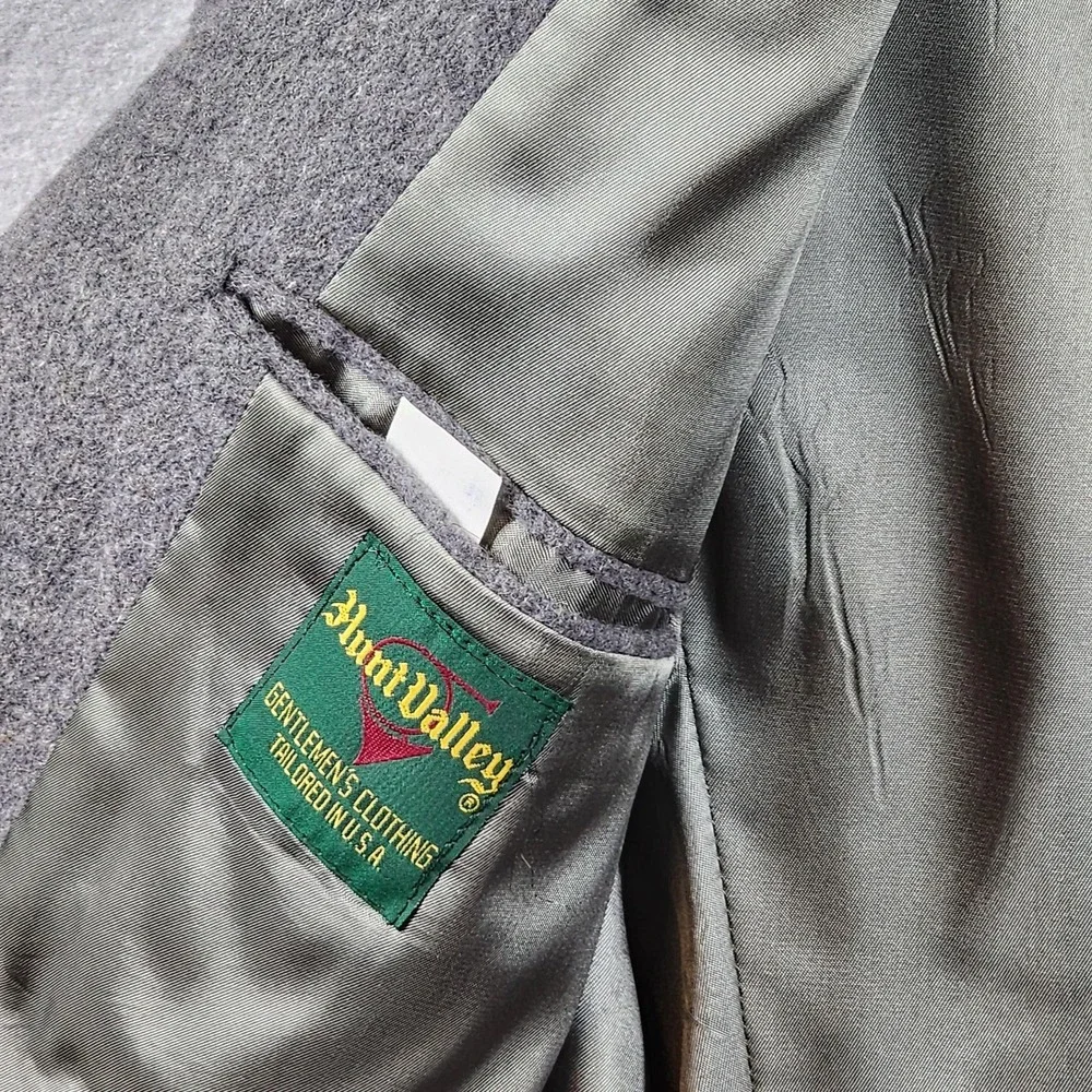 Vintage Camel Hair Blazer Mens‎ 46L Gray 2 Button Sport Coat Leather Buttons USA